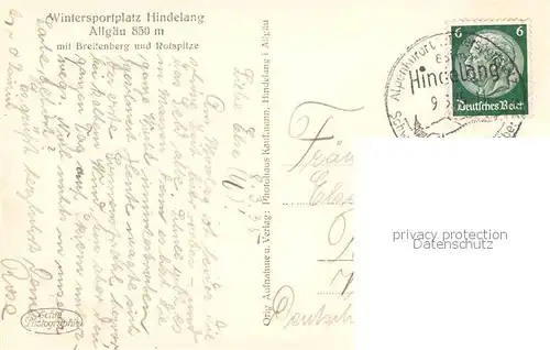 AK / Ansichtskarte  Hindelang mit Breitenberg und Rotspitze Hindelang