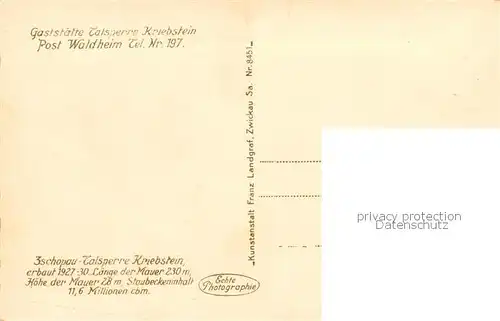 AK / Ansichtskarte  Zschopau Gaststaette Talsperre Kriebstein Zschopau