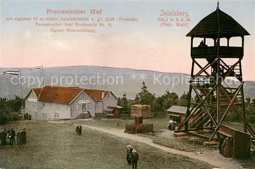 AK / Ansichtskarte 73807178 Inselsberg_Schmalkalden Preussischer Hof mit Aussichtsturm Inselsberg Schmalkalden
