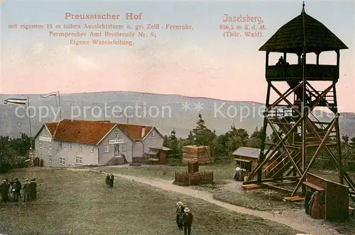 AK / Ansichtskarte  Inselsberg_Schmalkalden Preussischer Hof mit Aussichtsturm Inselsberg Schmalkalden