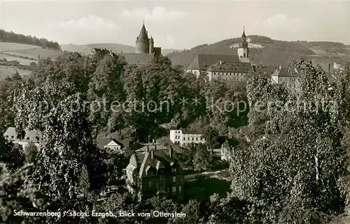 AK / Ansichtskarte  Schwarzenberg__Erzgebirge Blick vom Ottenstein mit Schloss und Kirche 