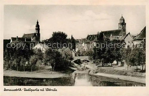 AK / Ansichtskarte  Donauwoerth Stadtpartie mit der Woernitz Donauwoerth