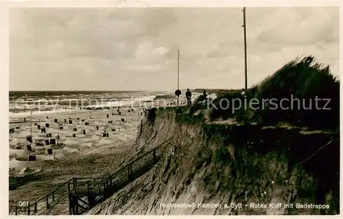 AK / Ansichtskarte  Kampen__Sylt Rotes Kliff mit Badetreppe 