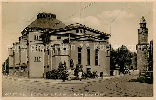 AK / Ansichtskarte  Goerlitz__Sachsen Stadt Theater mit Blick auf den Reichenbacher Turm 