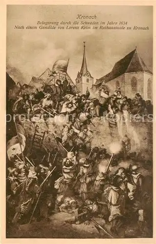 AK / Ansichtskarte 73807269 Kronach_Oberfranken Belagerung durch die Schweden im Jahre 1634 Gemaelde im Rathaussaal zu Kronach Kronach Oberfranken