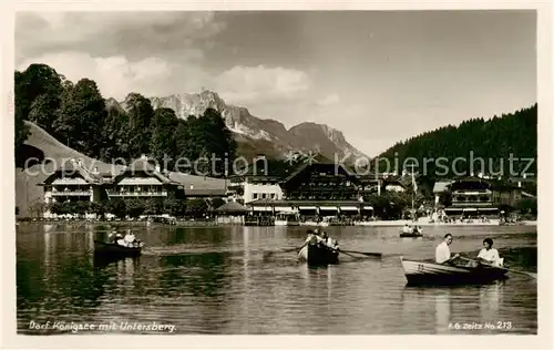 AK / Ansichtskarte 73807310 Koenigsee_Berchtesgaden mit Untersberg und Hotel Schiffmeister Koenigsee Berchtesgaden