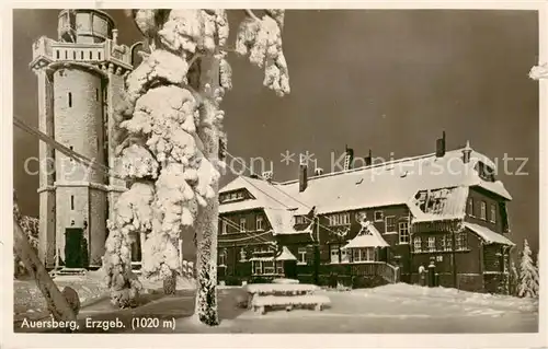 AK / Ansichtskarte  Auersberg_Wildenthal_Erzgebirge Unterkunftshaus mit Aussichtsturm 