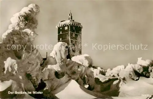 AK / Ansichtskarte 73807384 Brocken_Harz Winteridyll Brocken Harz