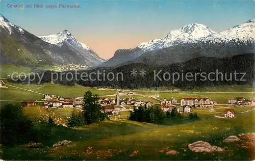 AK / Ansichtskarte Celerina_GR Panorama Blick gegen Pontresina Alpen Celerina_GR