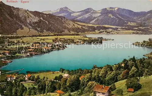 AK / Ansichtskarte  Rottach-Egern Panorama Blick ueber den Tegernsee Alpen Rottach-Egern