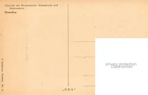 AK / Ansichtskarte  Dresden_Elbe Altmarkt mit Blumenmarkt Kreuzkirche und Rathausturm Kuenstlerkarte 