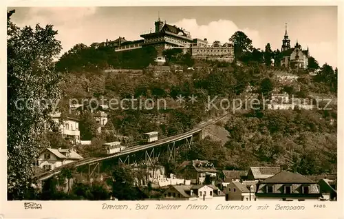 AK / Ansichtskarte 73807423 Dresden_Elbe Weisser Hirsch Luisenhof mit Bergbahn 