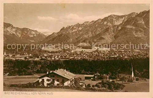 AK / Ansichtskarte  Bad_Reichenhall Panorama von Nonn aus Alpen Kupfertiefdruck Bad_Reichenhall