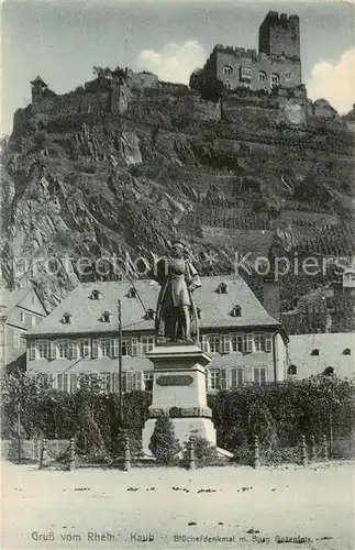 AK / Ansichtskarte 73807470 Kaub_Caub_Rhein Bluecherdenkmal Schloss 