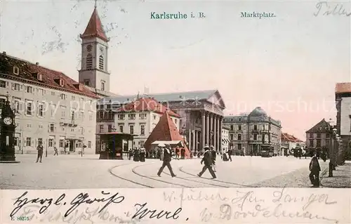 AK / Ansichtskarte  Karlsruhe_Baden Marktplatz Karlsruhe_Baden