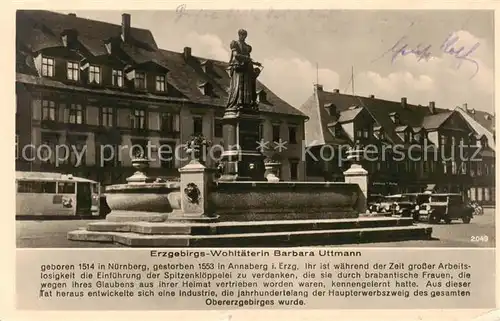 AK / Ansichtskarte 73807482 Annaberg_-Buchholz_Erzgebirge Denkmal Barbara Uttmann Erzgebirgs Wohltaeterin 