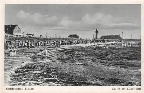 AK / Ansichtskarte  Buesum_Nordseebad Sturm am Suedstrand Buesum_Nordseebad