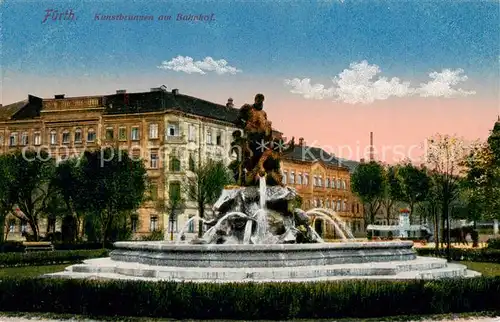 AK / Ansichtskarte  Fuerth_Bayern Kunstbrunnen am Bahnhof Fuerth Bayern