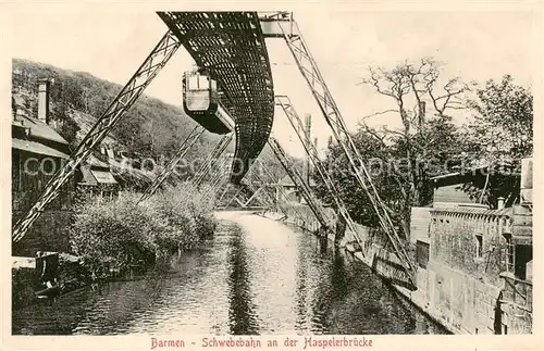 AK / Ansichtskarte 73807548 Barmen_Wuppertal Schwebebahn an der Haspelerbruecke Feldpost Barmen Wuppertal