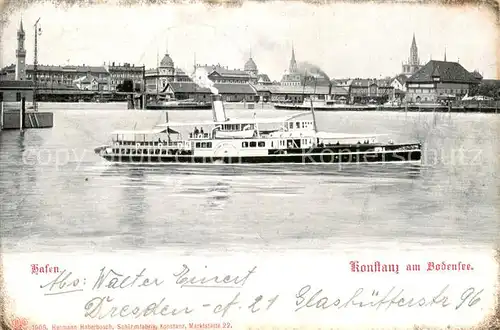 AK / Ansichtskarte  Konstanz_Bodensee Hafen Dampfer Konstanz_Bodensee