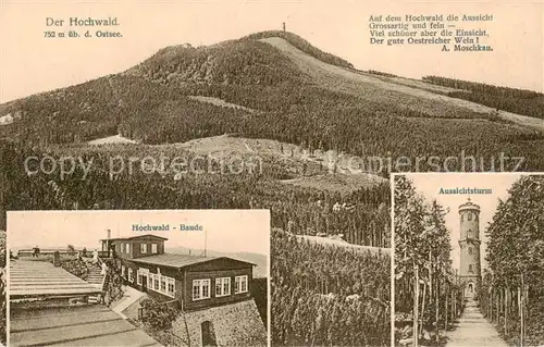 AK / Ansichtskarte  Hochwald_Zittau_Lausitz Hochwaldbaude Aussichtsturm Landschaftspanorama Silesia Karte 