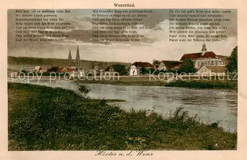 AK / Ansichtskarte 73807654 Hoexter_Weser Ansicht vom Weserufer aus Weserlied Hoexter Weser
