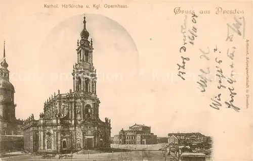 AK / Ansichtskarte 73807659 Dresden_Elbe Katholische Hofkirche und Koenigliches Opernhaus 