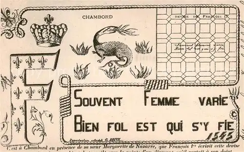 AK / Ansichtskarte Chambord_Blois_41_Loir et Cher Souvent Femme varie Bien fol est qui sy fie 