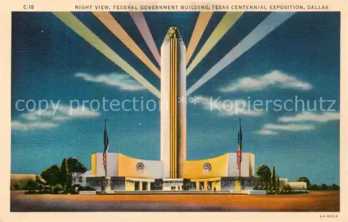 AK / Ansichtskarte  Dallas_Texas Night view Federal Government Building Texas Centennial Exposition 