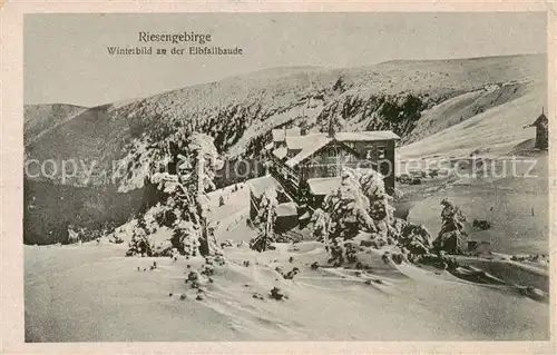 AK / Ansichtskarte 73807751 Riesengebirge_Schlesischer_Teil Winterbild an der Elbfallbaude 