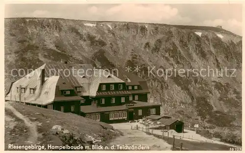 AK / Ansichtskarte  Riesengebirge_Schlesischer_Teil Hampelbaude mit Blick zu den Teichraendern 