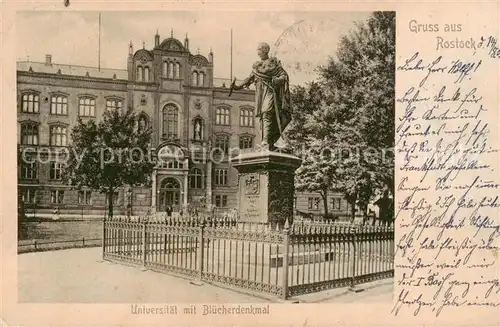 AK / Ansichtskarte 73807816 Rostock Uni mit Bluecherdenkmal 