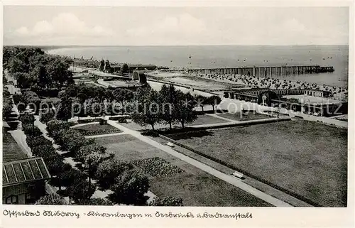 AK / Ansichtskarte 73807824 Misdroy_Ostseebad_Miedzyzdroje_PL Kuranlagen mit Seebruecke und Badeanstalt 