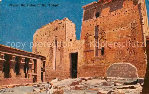 AK / Ansichtskarte 73807868 Phylae_Egypt The Pylon of the Temple Kuenstlerkarte Serie No. 1004/6 