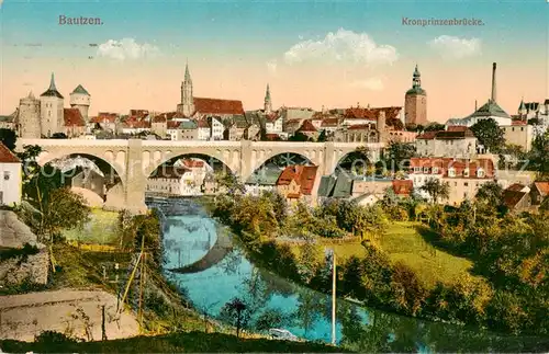 AK / Ansichtskarte  Bautzen Kronprinzenbruecke Blick zur Altstadt Bautzen