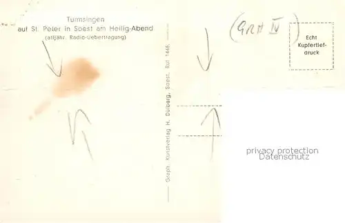 AK / Ansichtskarte  Soest_DE_NRW Am Heiligabend Gloria in excelsis deo! St. Peter Kirche Nachtaufnahme Kupfertiefdruck 