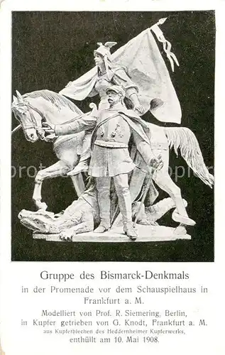 AK / Ansichtskarte 73807956 Frankfurt_Main Gruppe des Bismarck Denkmals vor dem Schauspielhaus Frankfurt Main