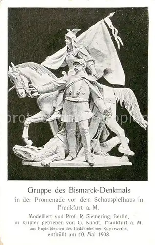 AK / Ansichtskarte  Frankfurt_Main Gruppe des Bismarck Denkmals vor dem Schauspielhaus Frankfurt Main