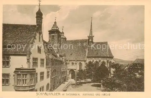 AK / Ansichtskarte 73807962 Schmalkalden Rathaus und Kirche Schmalkalden