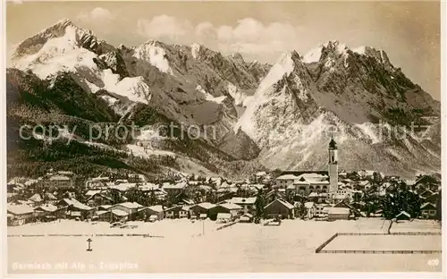 AK / Ansichtskarte  Garmisch-Partenkirchen mit Alp und Zugspitze Garmisch-Partenkirchen