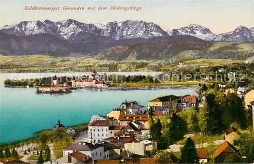 AK / Ansichtskarte  Gmunden_Traunsee_Salzkammergut mit dem Hoellengebirge 