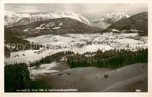 AK / Ansichtskarte 73808037 Seefeld_Tirol Panorama mit Gschwandkopfabfahrt  Seefeld Tirol