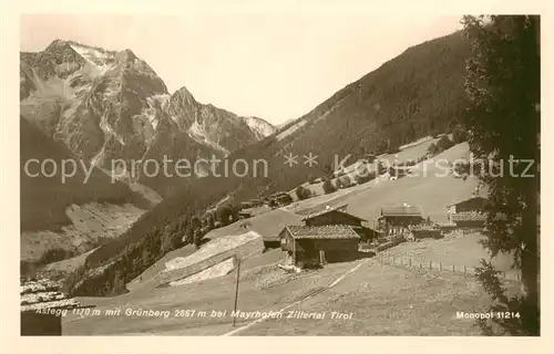 AK / Ansichtskarte 73808039 Astegg_Zillertal_Tirol_AT mit Gruenberg bei Mayrhofen 