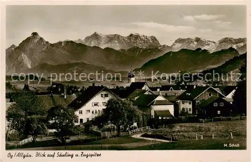 AK / Ansichtskarte  Oy Blick auf Saeuling und Zugspitze Oy