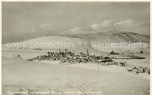 AK / Ansichtskarte  Oberwiesenthal_Erzgebirge mit Fichtelberg Fliegeraufnahme Oberwiesenthal Erzgebirge