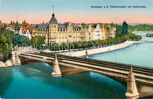 AK / Ansichtskarte  Konstanz_Bodensee Rheinbruecke mit Seestrasse Konstanz_Bodensee