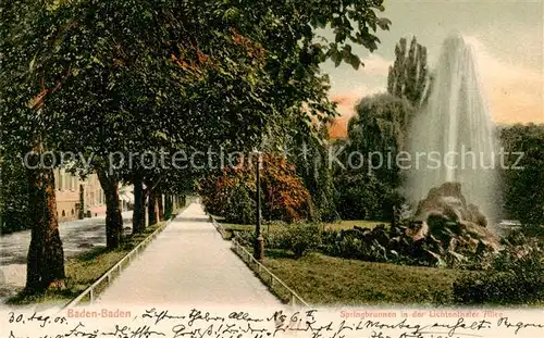 AK / Ansichtskarte  Baden-Baden Springbrunnen in der Lichtenthaler Allee Baden-Baden