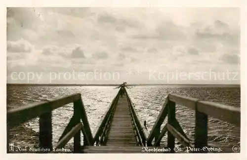 AK / Ansichtskarte  St-Peter-Ording Seebruecke bei Hochflut 