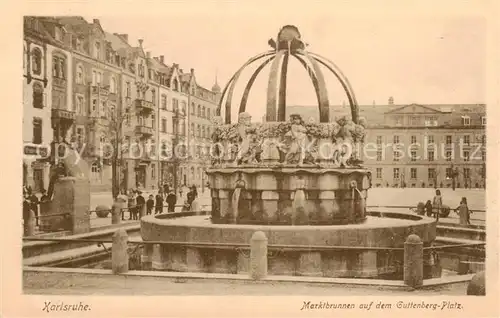 AK / Ansichtskarte 73808218 Karlsruhe_Baden Marktbrunnen auf dem Guttenberg Platz Karlsruhe_Baden