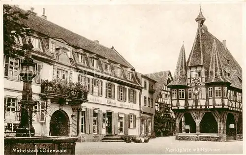 AK / Ansichtskarte  Michelstadt Marktplatz mit Rathaus Michelstadt